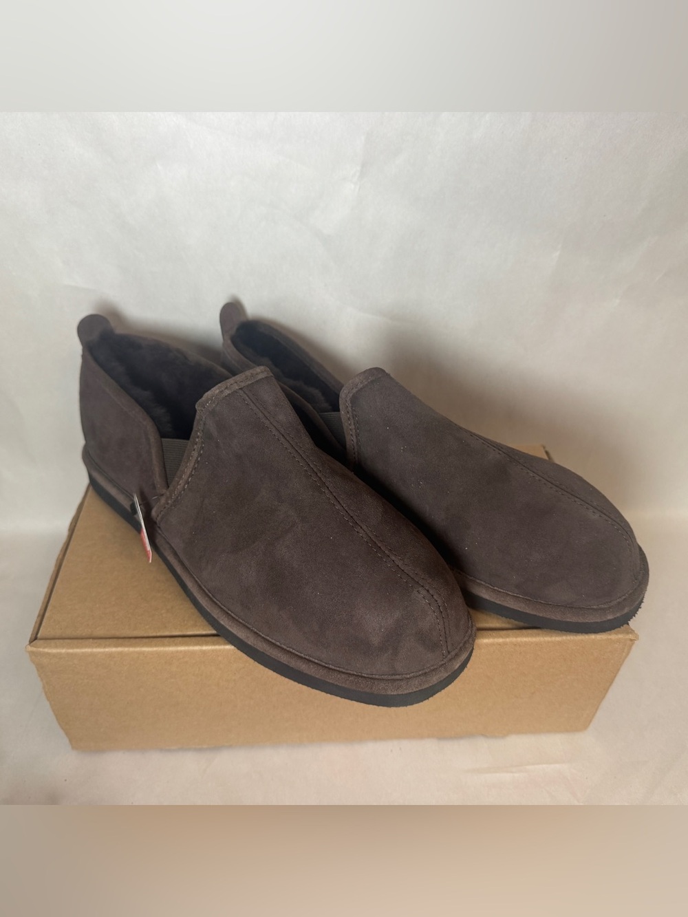 Hitchcock Mens Decklan Dark Brown Shearling Lined Slippers Canada11-6E Wide 4943